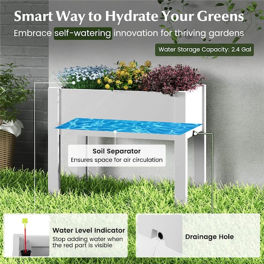 Costway 14gal. Raised Garden Bed with Water Level Indicator & Drainage Hole